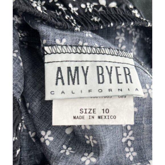 Amy Byer California 10 Made In Mexico Y2K Capri Black White Floral Pants - Picture 4 of 5